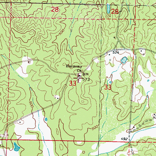 Topographic Map of Harmony Cemetery, MS