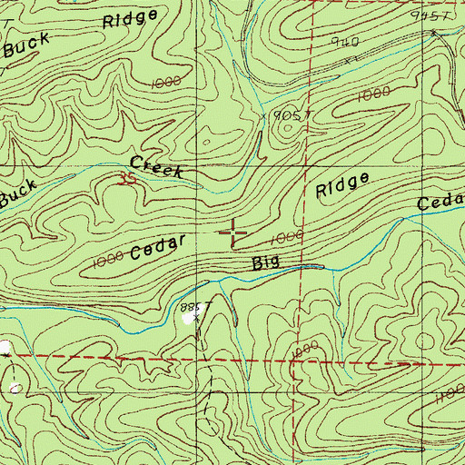 Topographic Map of Cedar Ridge, AR