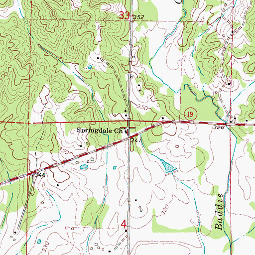 Topographic Map of Springdale School (historical), MS