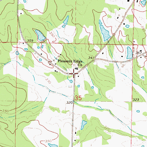 Topographic Map of Pleasant Ridge School (historical), MS