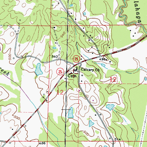 Topographic Map of Calvary Cemetery, MS
