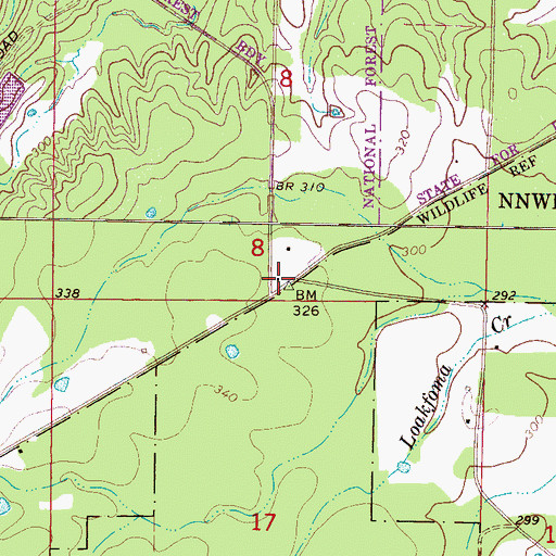 Topographic Map of Loakfoma, MS
