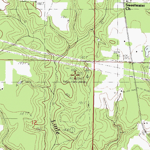 Topographic Map of Benndale Fire Tower, MS