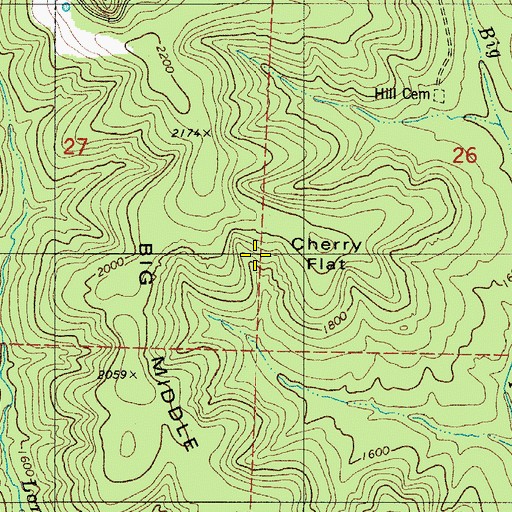 Topographic Map of Cherry Flat, AR