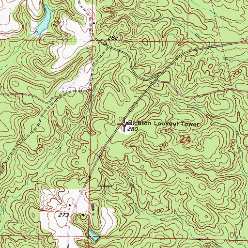 Topographic Map of Richton Lookout Tower, MS
