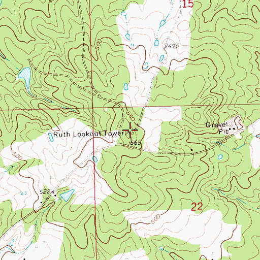 Topographic Map of Ruth Lookout Tower, MS