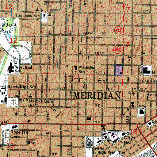 Topographic Map of El Bethel Baptist Church, MS