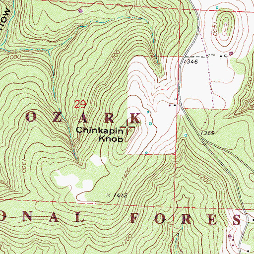 Topographic Map of Chinkapin Knob, AR