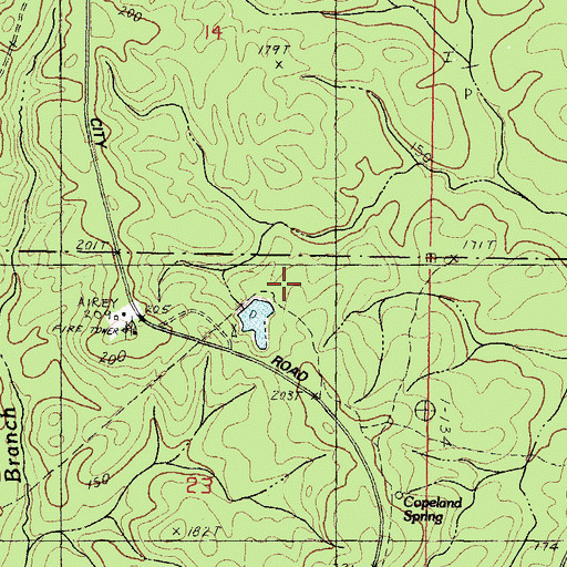 Topographic Map of Airey Lake Recreation Area, MS