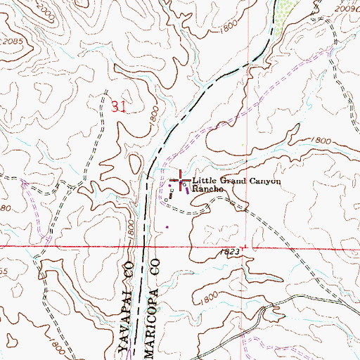 Topographic Map of Little Grand Canyon Rancho, AZ