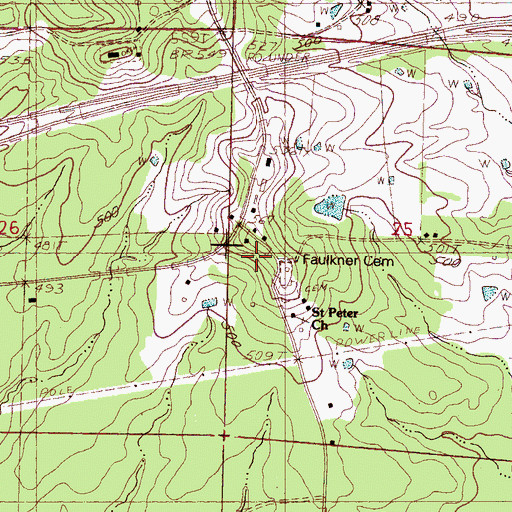 Topographic Map of Saint Peter School, MS