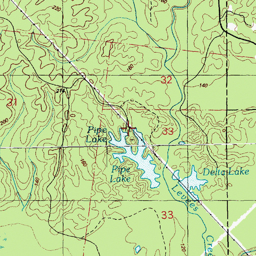 Topographic Map of Pipes Lake Recreation Area, MS