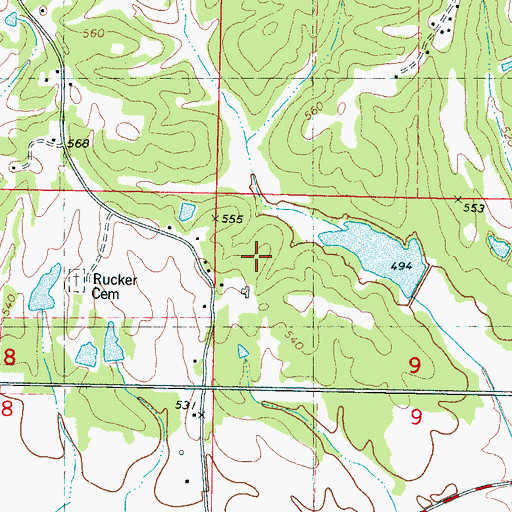Topographic Map of Centre High School, MS