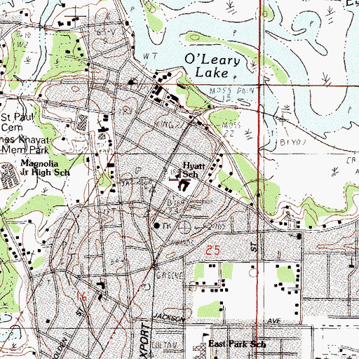 Topographic Map of Charlotte Hyatt Elementary School, MS