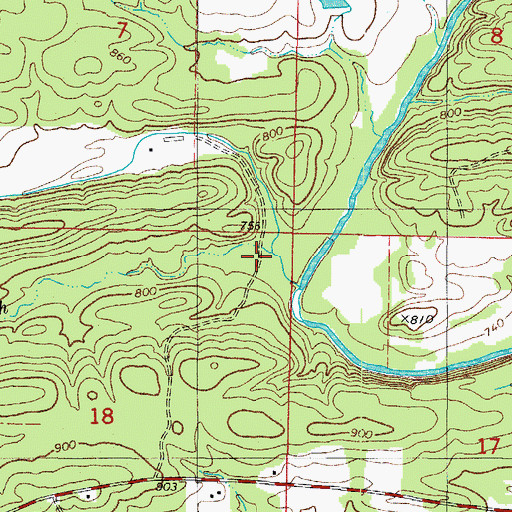 Topographic Map of Clover Branch, AR