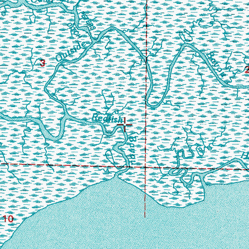 Topographic Map of Redfish Bayou, MS