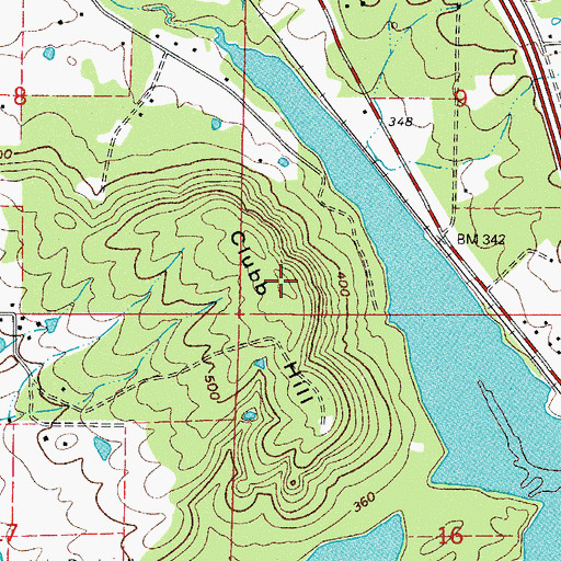 Topographic Map of Clubb Hill, AR