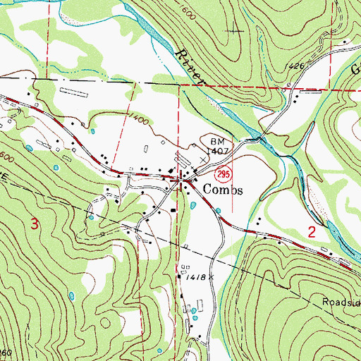Topographic Map of Combs, AR