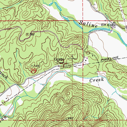 Topographic Map of Cosby Cemetery, AR