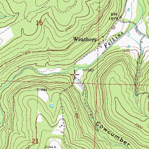 Topographic Map of Cowcumber Hollow, AR