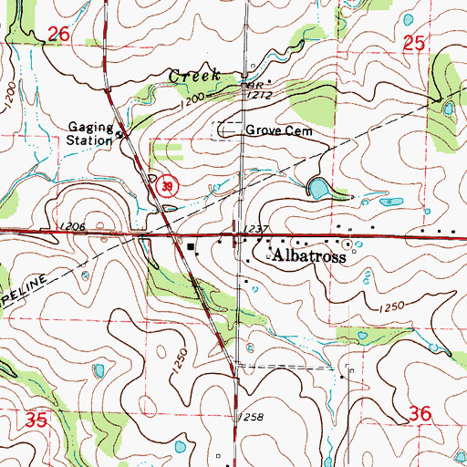 Topographic Map of Albatross, MO