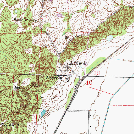 Topographic Map of Ardeola, MO
