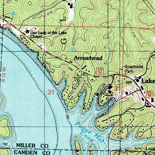 Topographic Map of Arrowhead Beach, MO