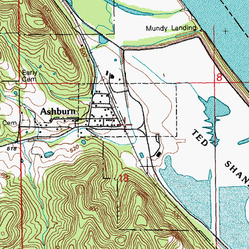 Topographic Map of Ashburn, MO