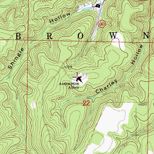 Topographic Map of Assumption Abbey, MO