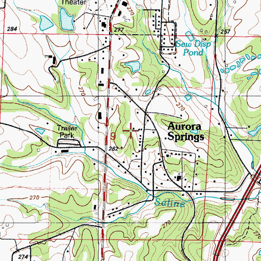 Topographic Map of Aurora Springs, MO