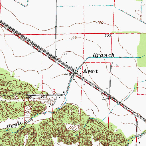 Topographic Map of Avert, MO
