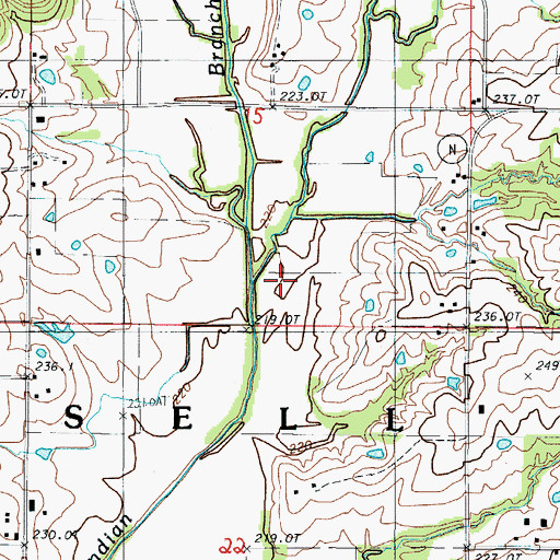 Topographic Map of Bachelor Branch, MO