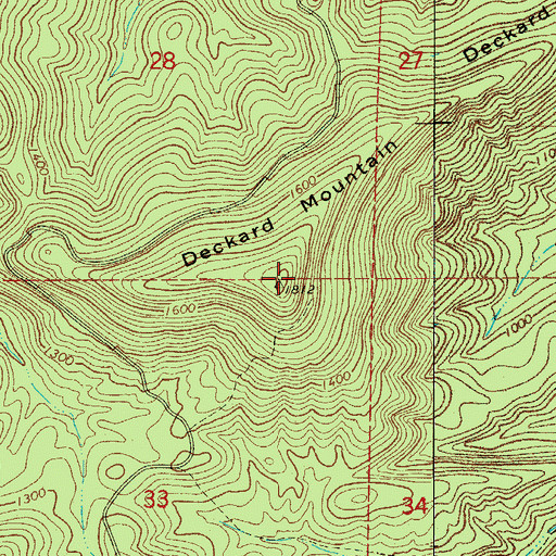 Topographic Map of Deckard Mountain, AR