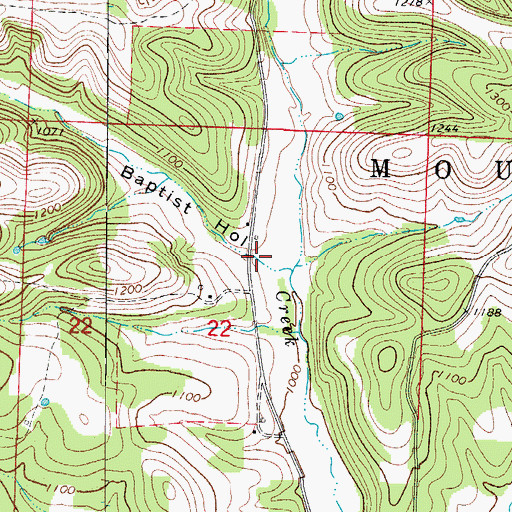 Topographic Map of Baptist Hollow, MO
