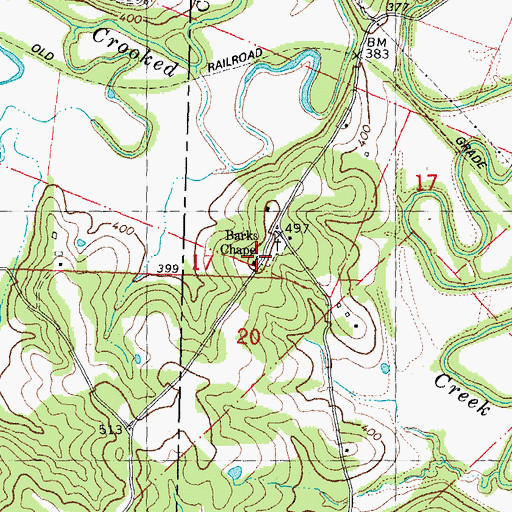 Topographic Map of Barks Chapel, MO