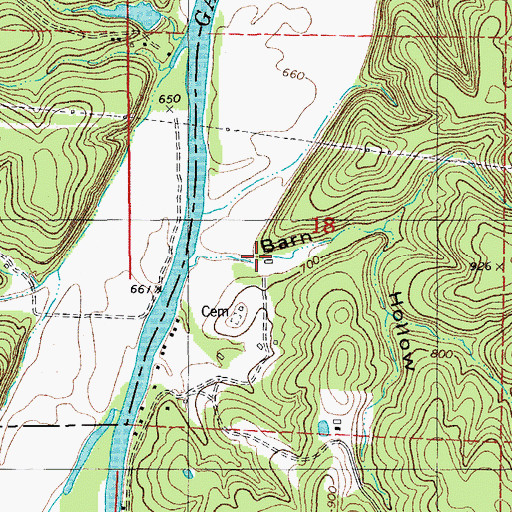 Topographic Map of Barn Hollow, MO