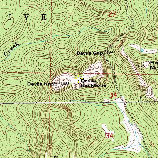 Topographic Map of Devils Backbone, AR