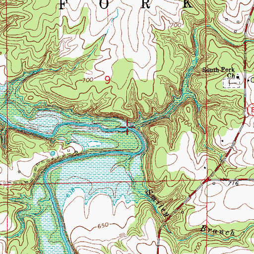 Topographic Map of Bear Branch, MO