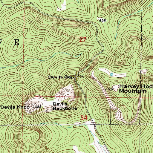 Topographic Map of Devils Gap, AR