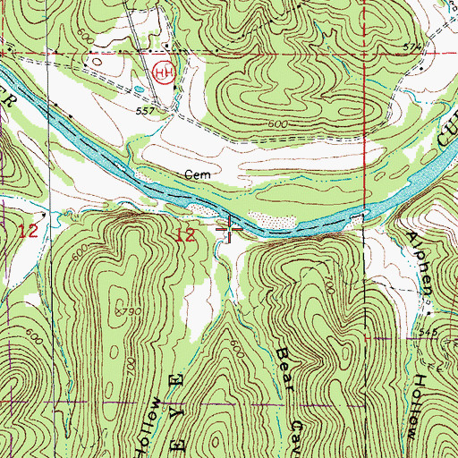 Topographic Map of Bear Cave Hollow, MO