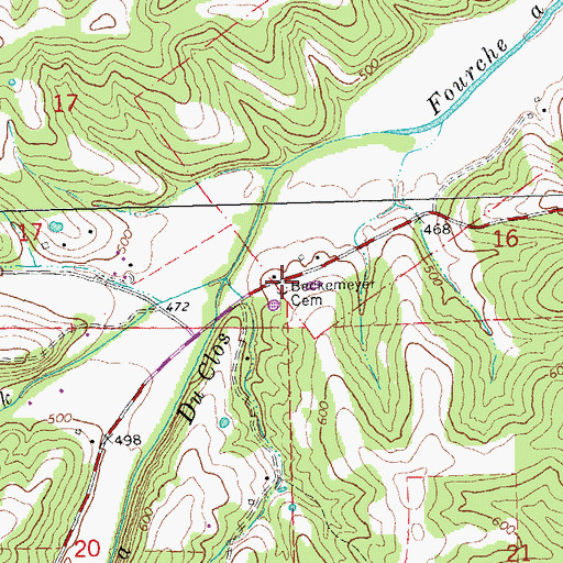 Topographic Map of Beckemeyer Cemetery, MO