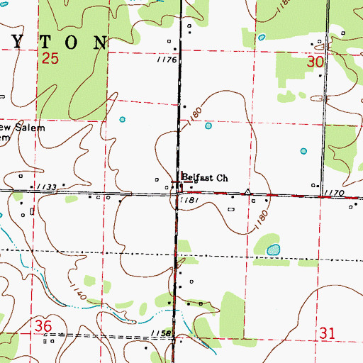Topographic Map of Belfast Church, MO