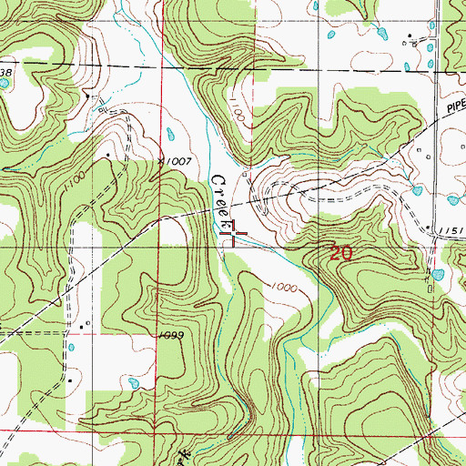 Topographic Map of Bell Fork, MO