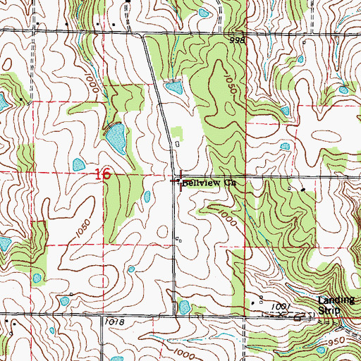 Topographic Map of Bellview Church, MO