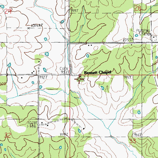 Topographic Map of Bennett Chapel, MO