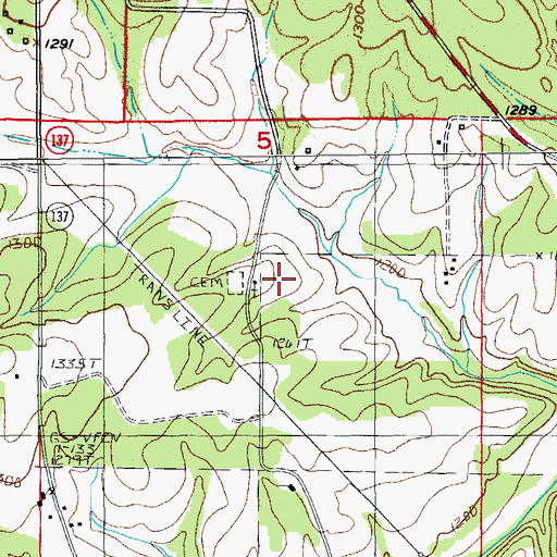 Topographic Map of Big Creek Church, MO