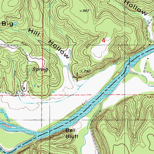Topographic Map of Big Hill Hollow, MO