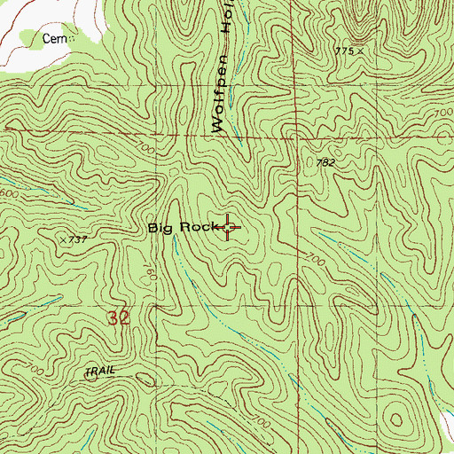 Topographic Map of Big Rock, MO