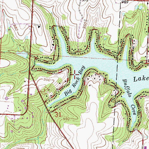 Topographic Map of Big Rock Bay, MO