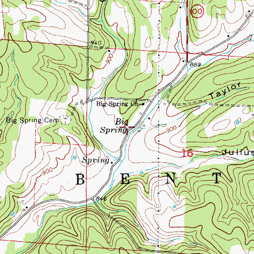 Topographic Map of Big Spring, MO